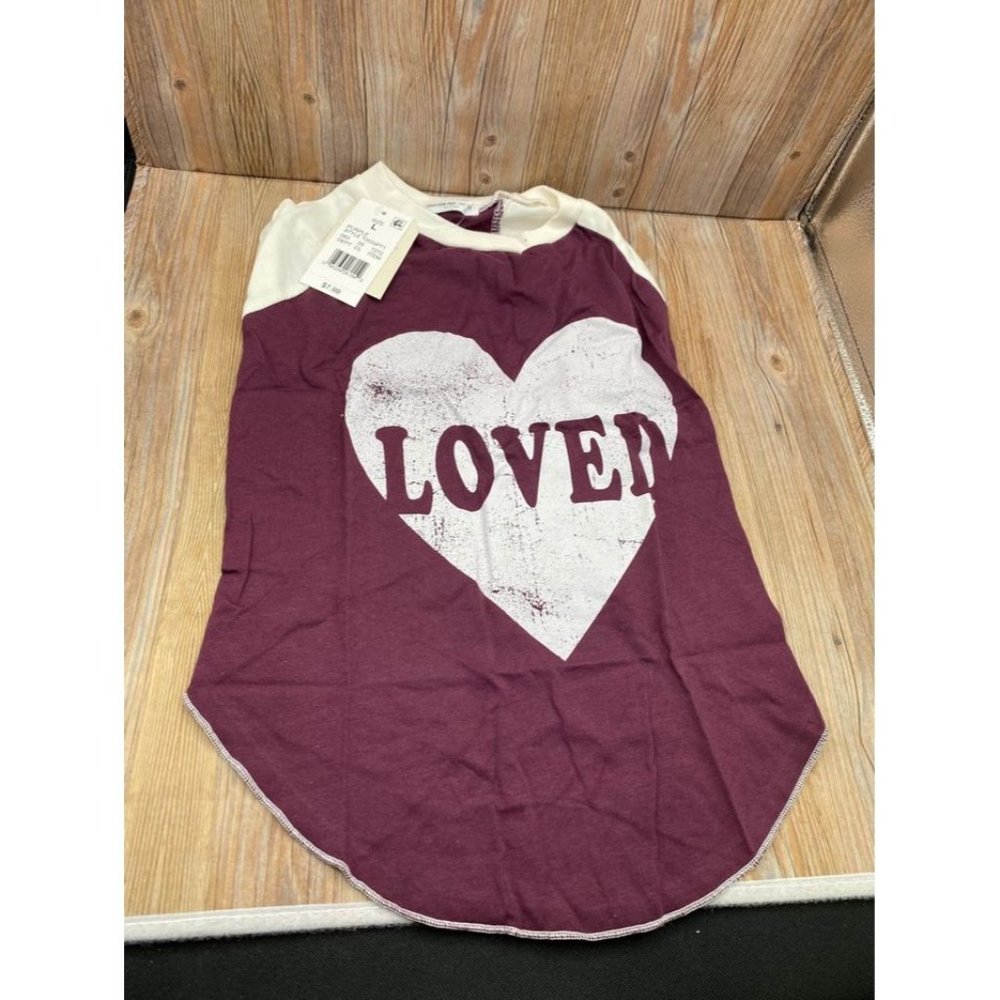 Grayson Pup 'Loved' Raglan Dog Tee - Purple - L